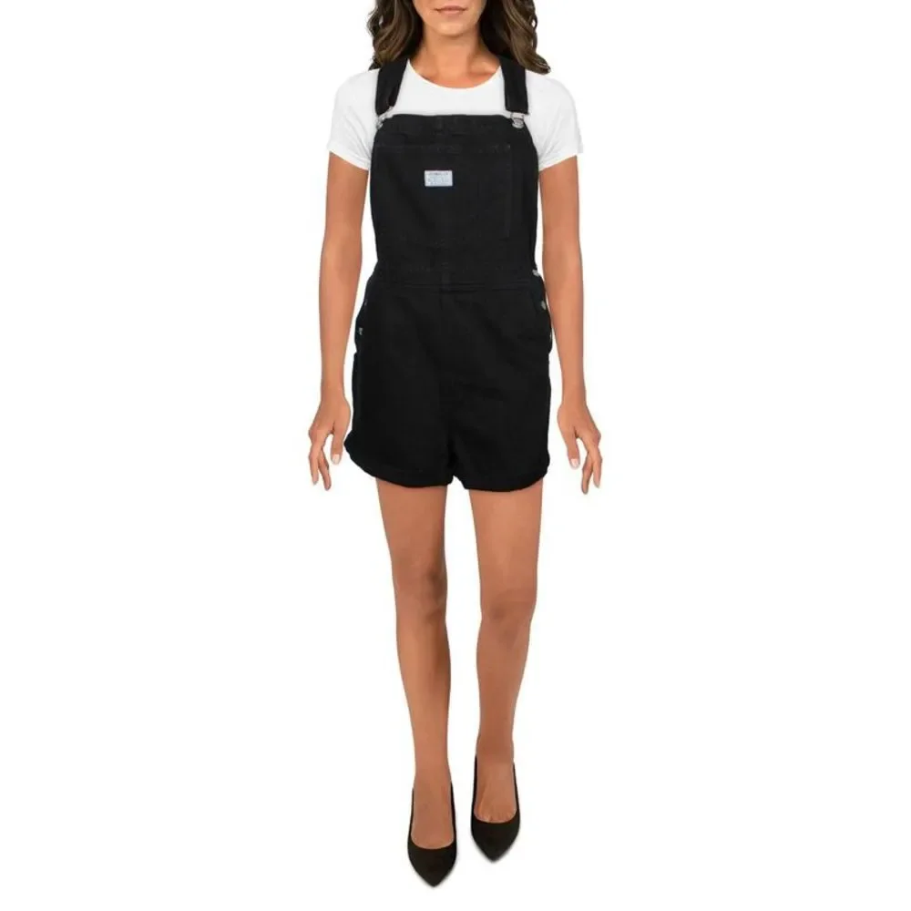 Levi Strauss & Co. Womens Black Denim High Rise Jean Shortalls Juniors